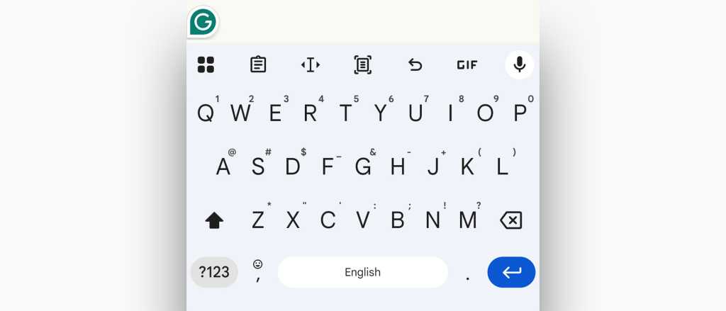 gboard keyboard app with grammarly icon floating at upper left