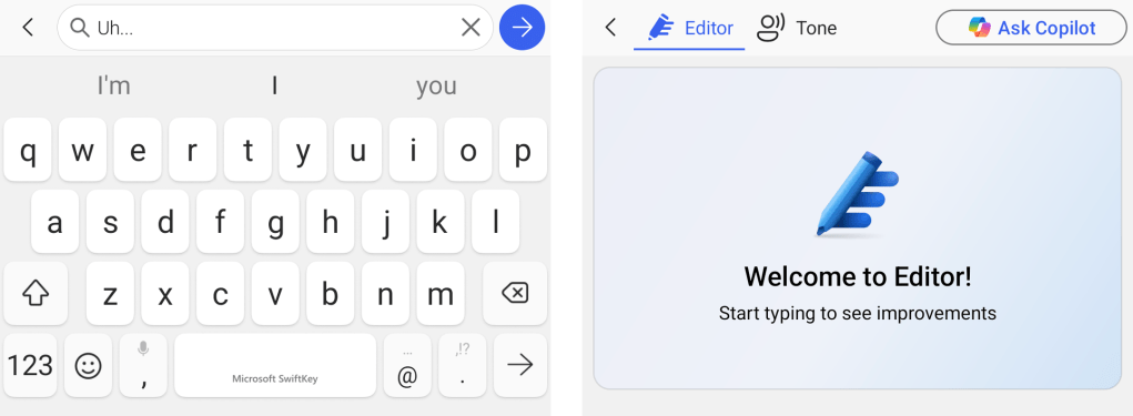 bing and copilot integrations in swiftkey keyboard app